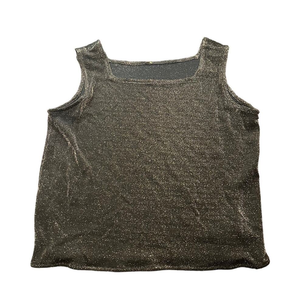 Peter‎ Cohen Square Neck Metallic Acetate Top Gold Womens Size XL Blouse